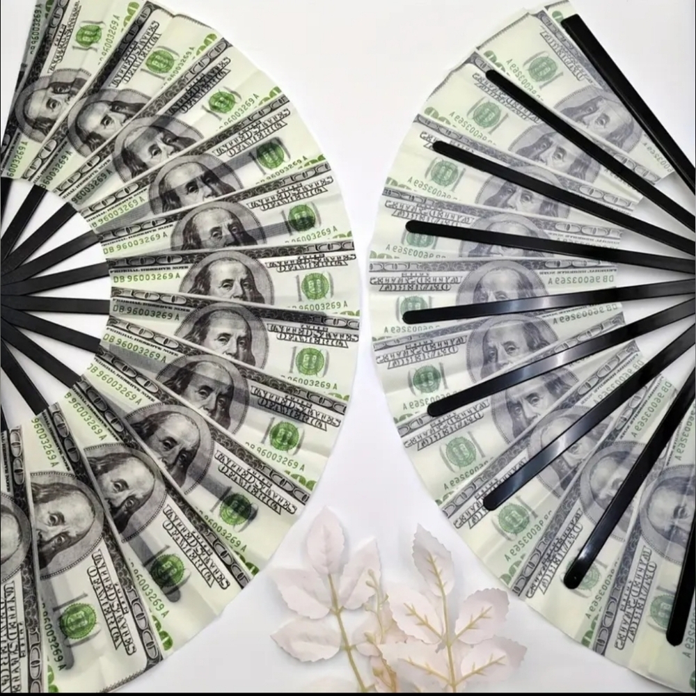 Stylish Money Print Hand Fan - Picture 3 of 5